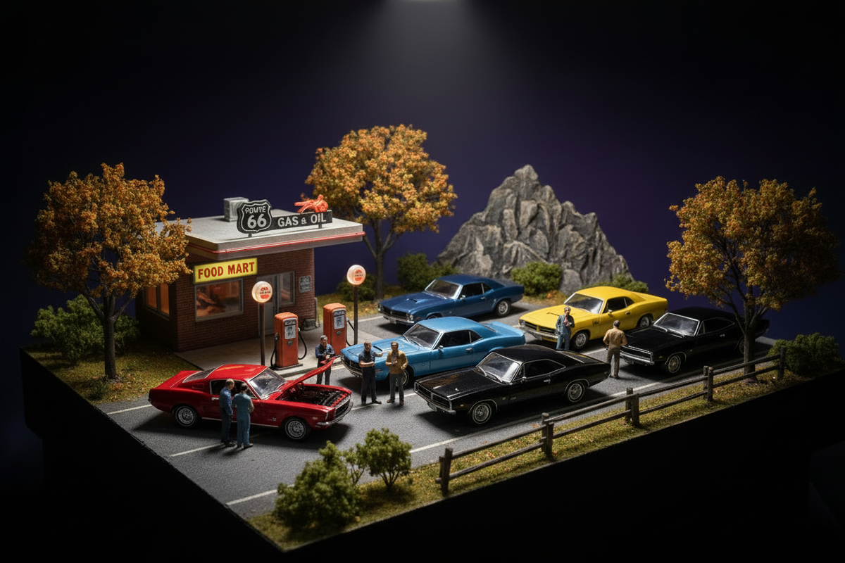 Diorama voitures avec figurines