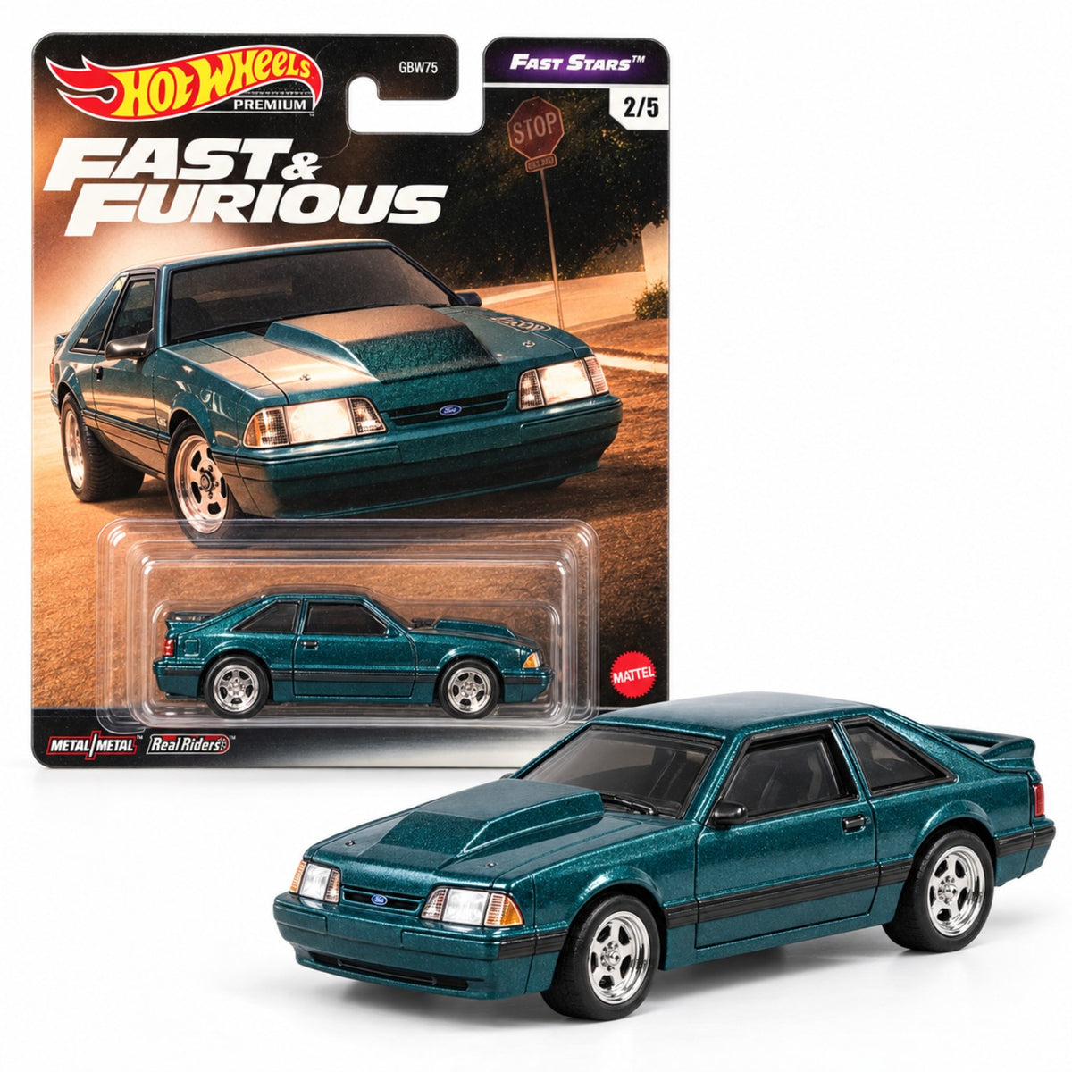 Ford Mustang GT 1987 bleu sarcelle 2/5 – Hot Wheels Premium Fast &amp; Furious Fast Stars