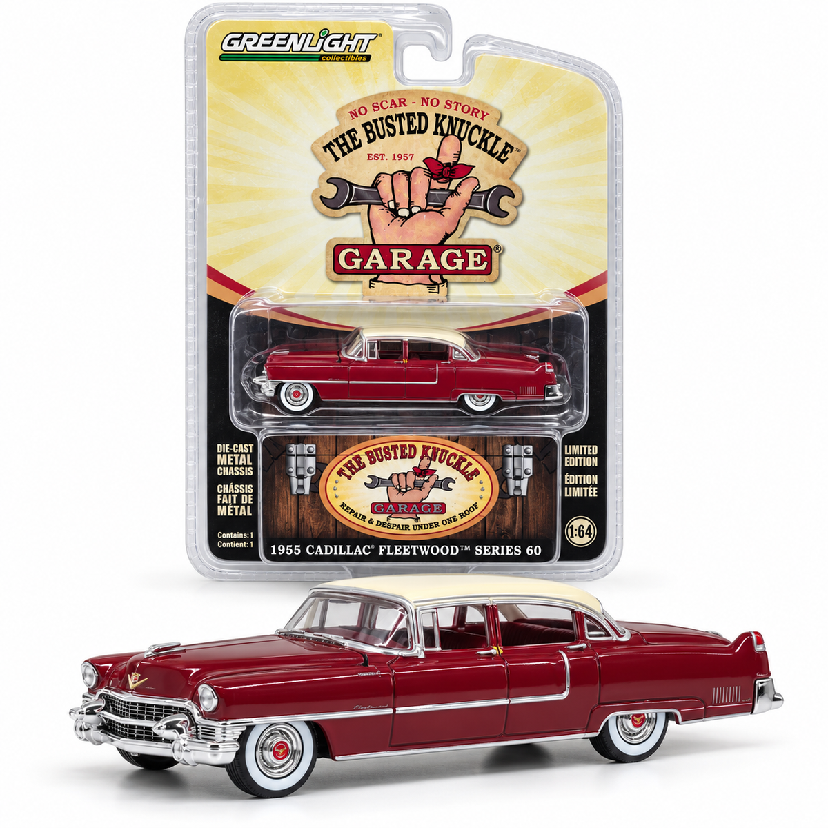 GreenLight The Busted Knuckle Garage Série 60 – Cadillac Fleetwood 1955 1:64