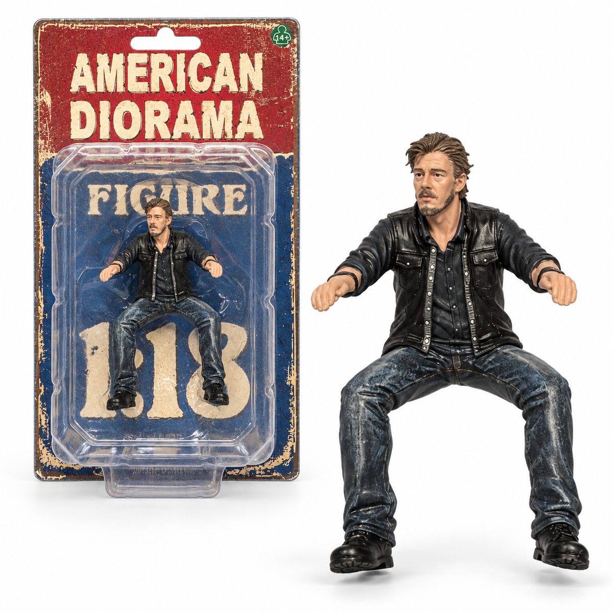 Figurine homme assis en veste noire American Diorama 1:18