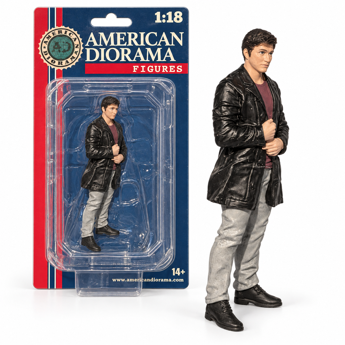 Figurine homme en manteau noir American Diorama 1:18