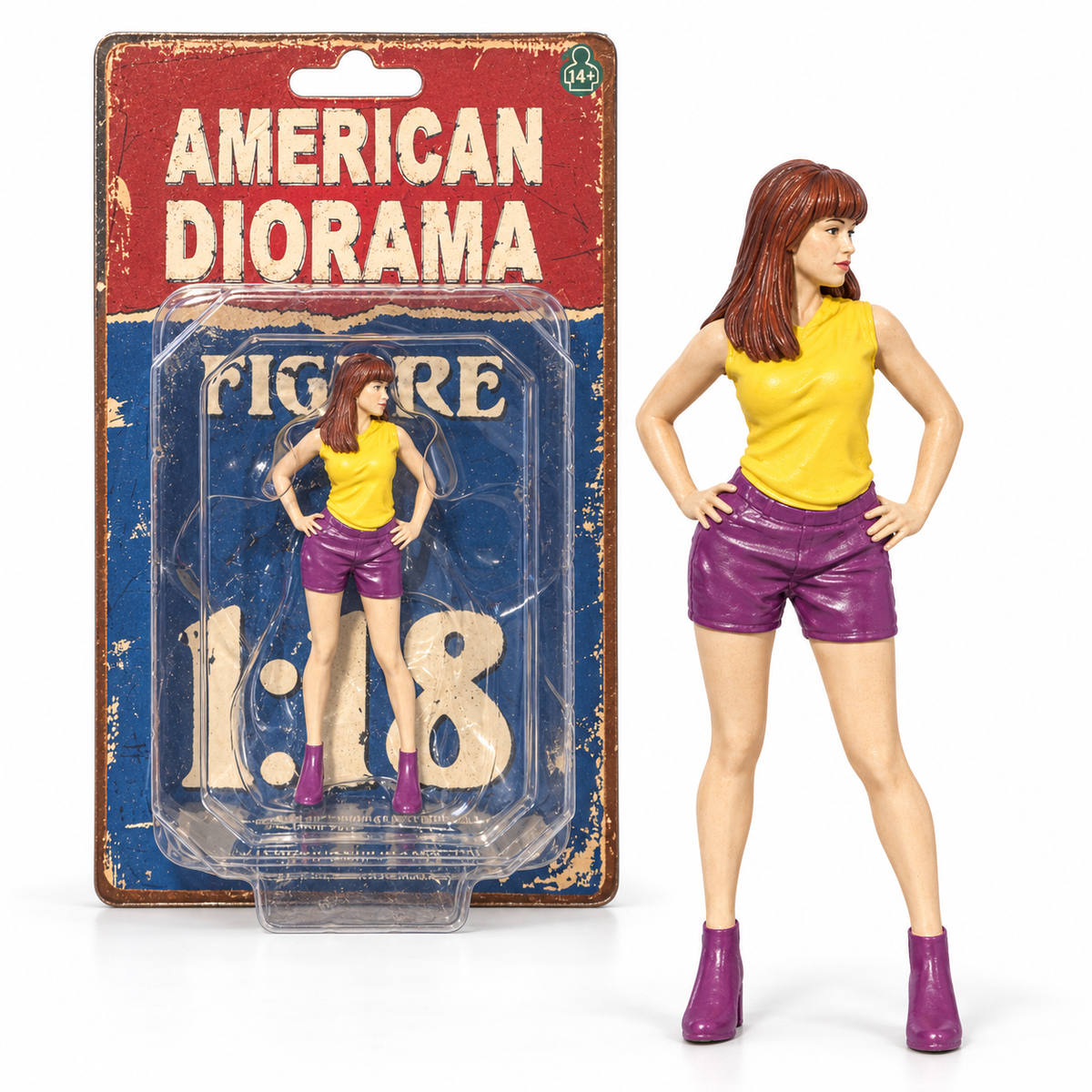 Figurine femme en haut jaune American Diorama 1:18