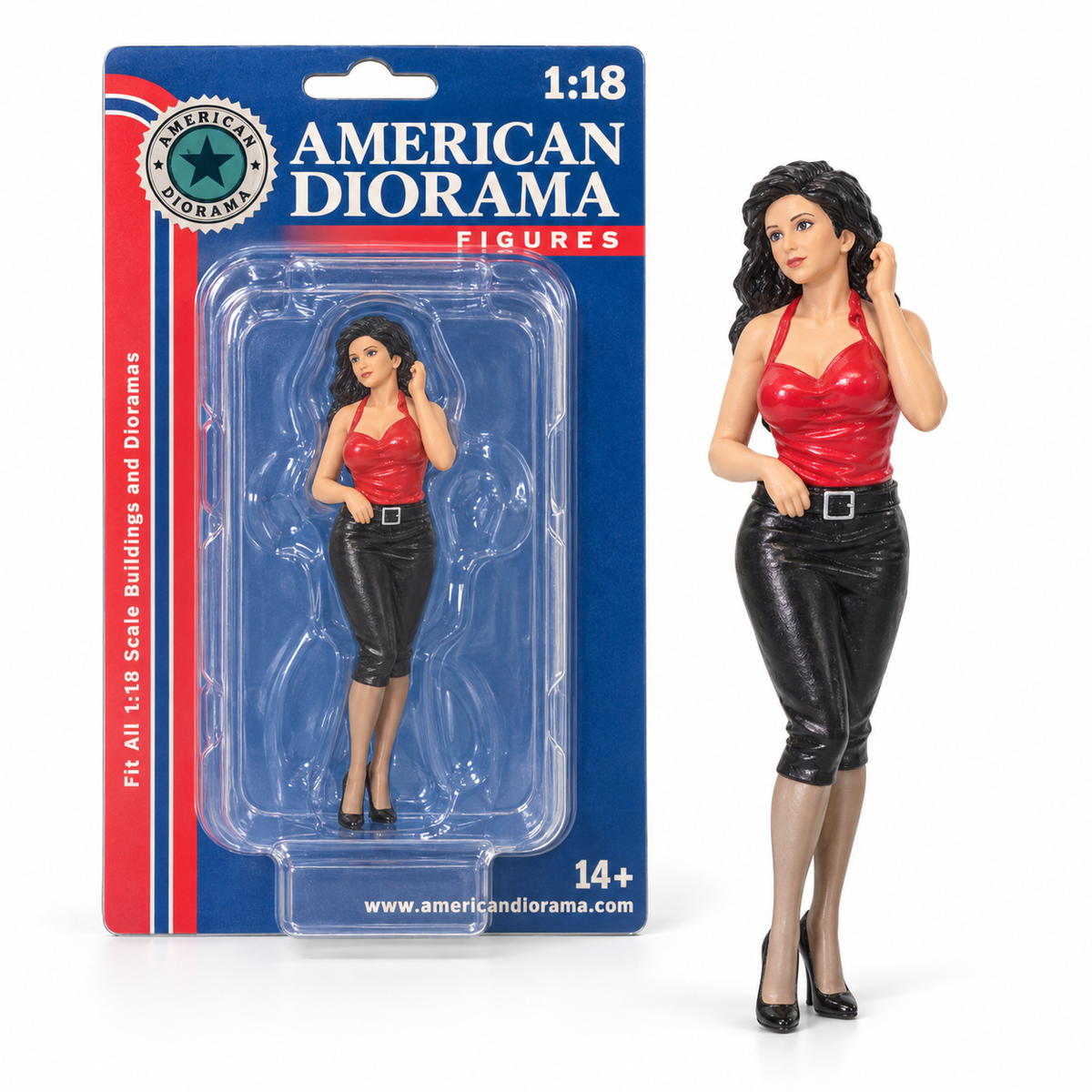 Figurine femme American Diorama haut rouge 1:18