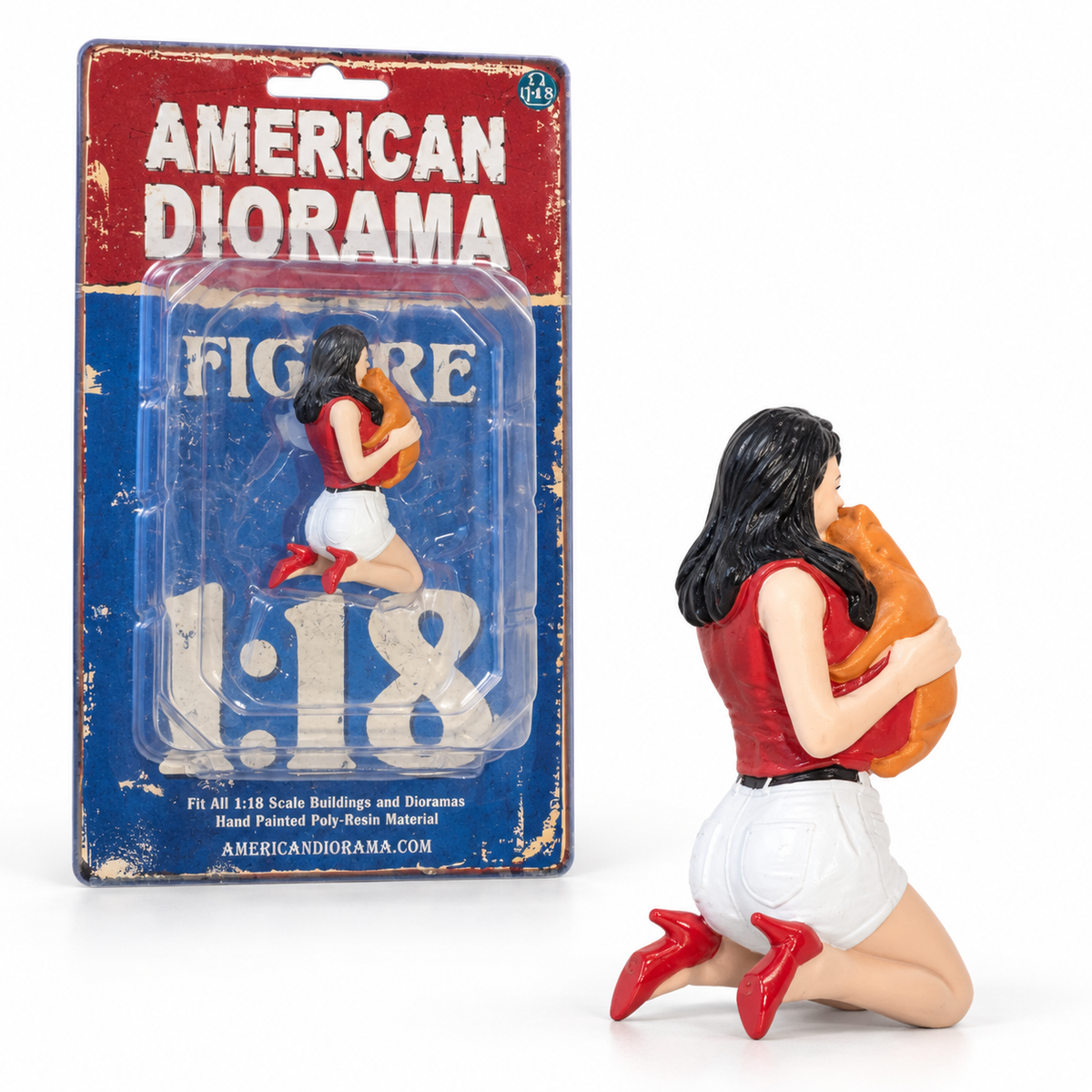 Figurines American Diorama Femme et chien 1:18 – AD-23890