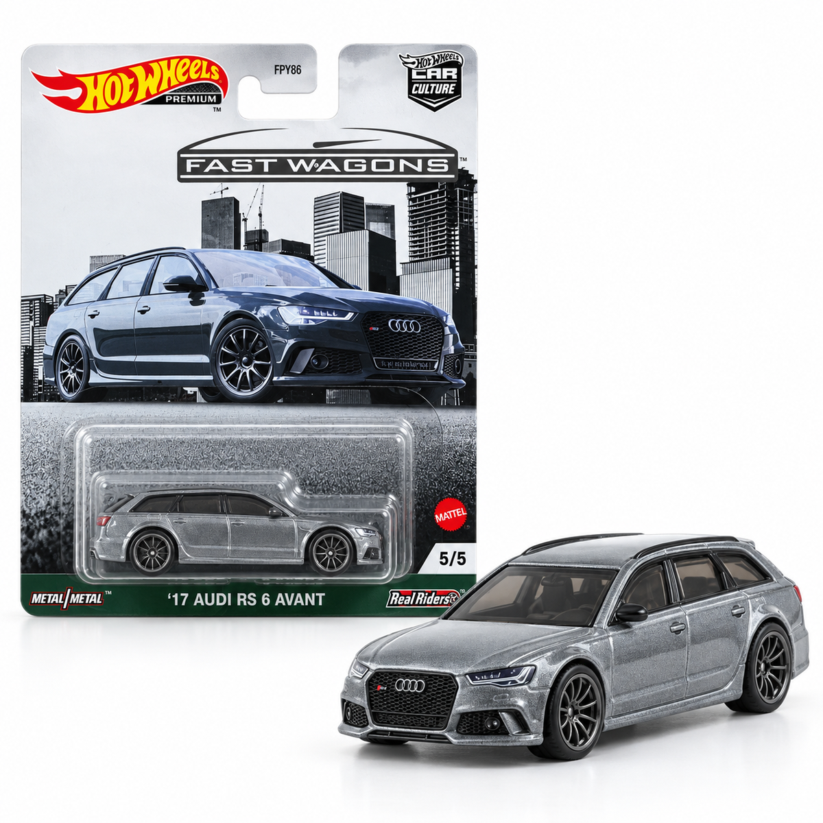 Audi RS 6 Avant 2017 grise 5/5 – Hot Wheels Premium Fast Wagons