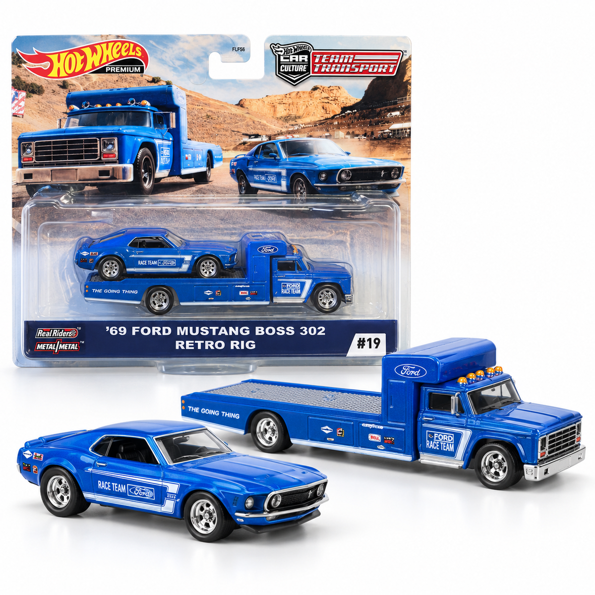 Ford Mustang Boss 302 1969 et Retro Rig Ford Race Team – Hot Wheels Team Transport