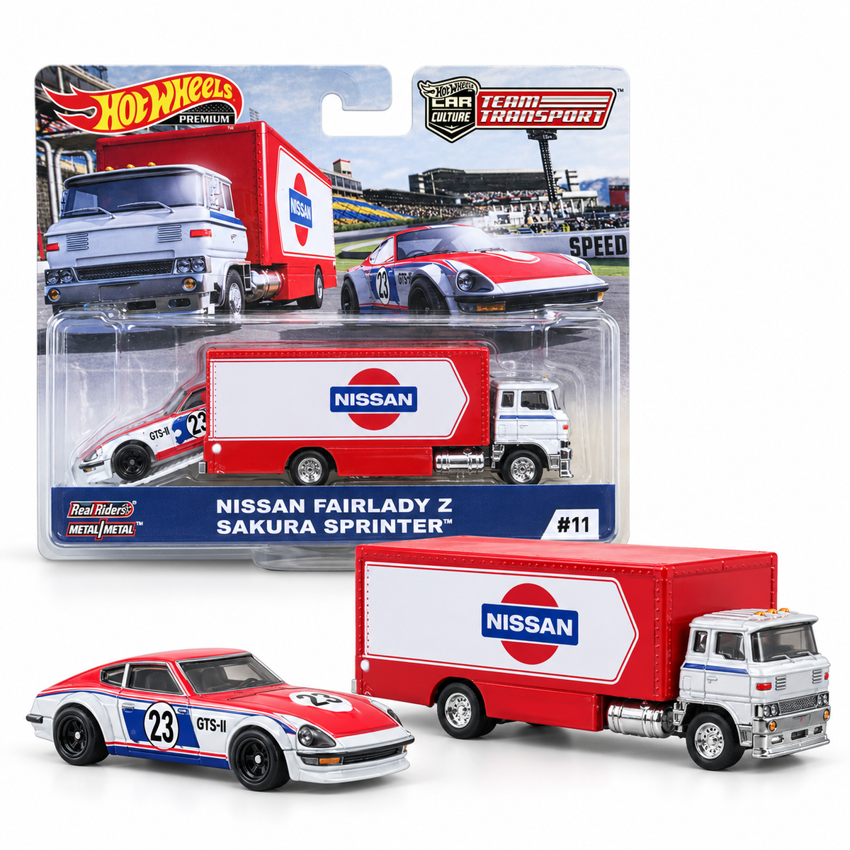 Nissan Fairlady Z #23 avec Sakura Sprinter 1:64 – Hot Wheels Team Transport