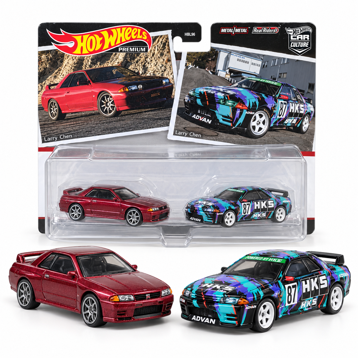 Duo Nissan Skyline GT-R BNR32 Larry Chen et HKS #87 1:64 – Hot Wheels Premium