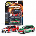 Duo Rally Mitsubishi Lancer Evolution et Honda Civic Hatchback 1:64 – Johnny Lightning