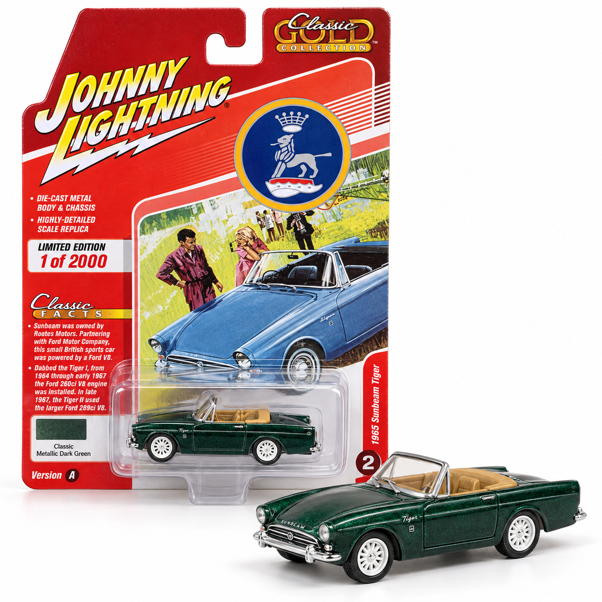 Sunbeam Tiger 1965 vert métallisé 1:64 – Johnny Lightning