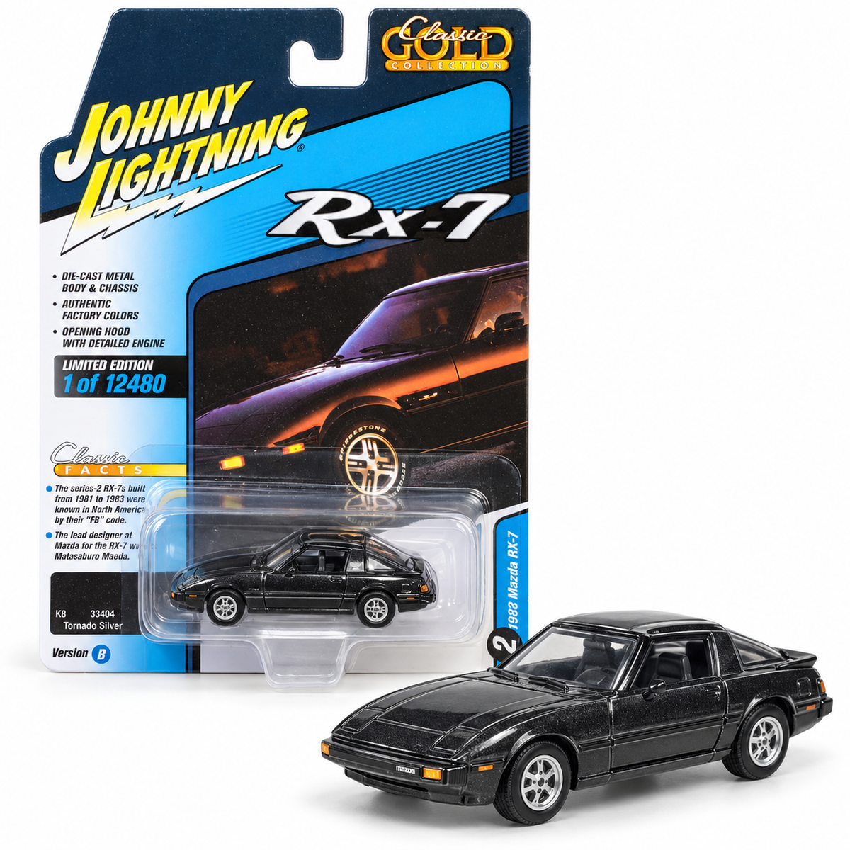 Mazda RX-7 1982 Tornado Silver 1:64 – Johnny Lightning