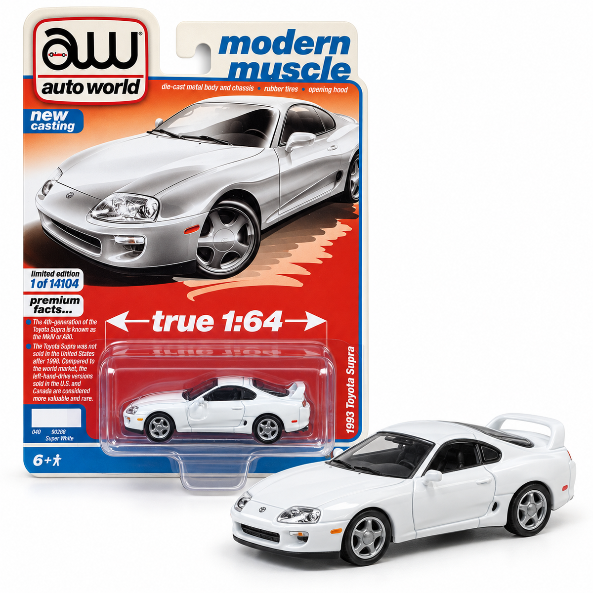 Toyota Supra 1993 Super White 1:64 – Auto World Modern Muscle