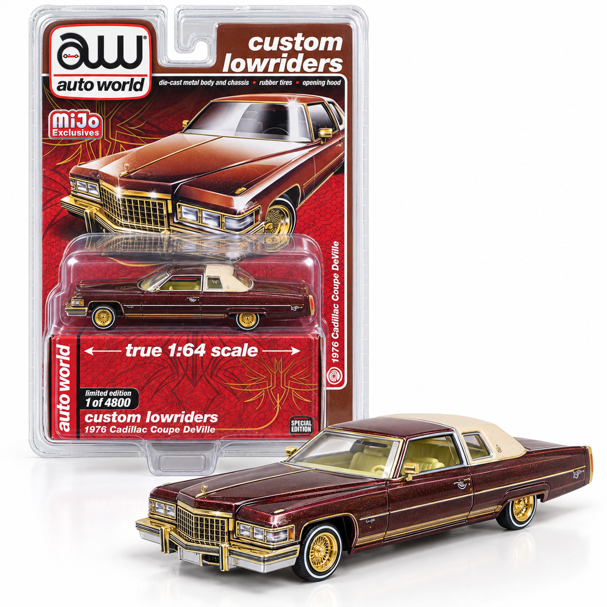 Cadillac Coupe DeVille 1976 Custom Lowriders 1:64 – Auto World Mijo Exclusives
