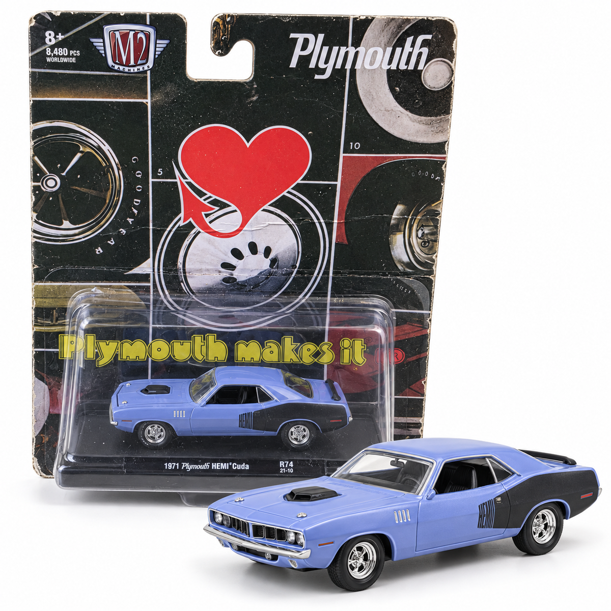 Plymouth HEMI ’Cuda 1971 bleue 1:64 – M2 Machines
