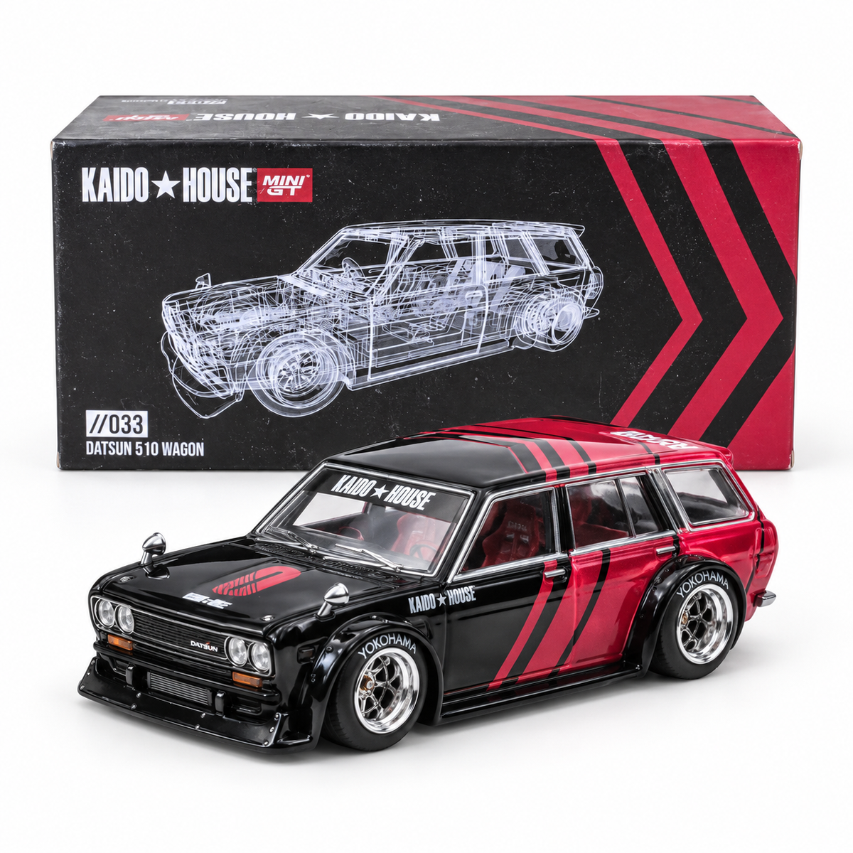 Datsun 510 Wagon Kaido House noire et rouge 1:64
