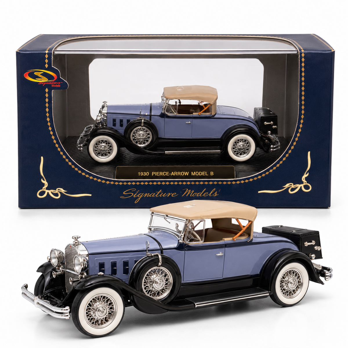 Signature Models Pierce-Arrow Model B 1930 bleue 1:32