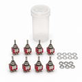 Lot de 8 mini interrupteurs à levier rouges DPDT 6 bornes