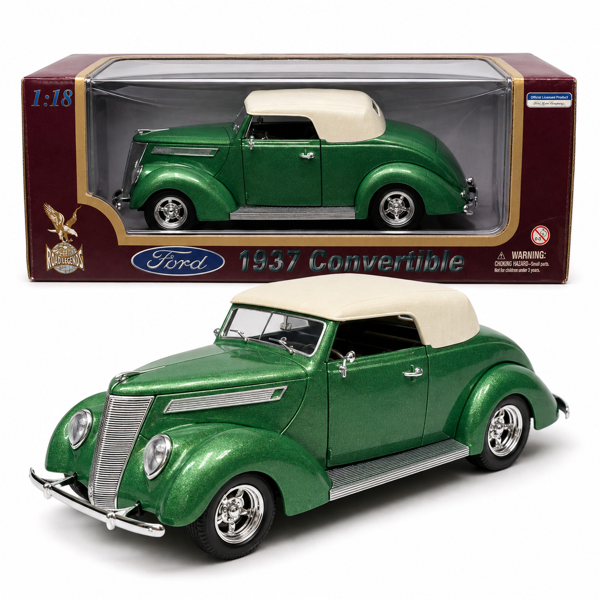 Road Legends Ford Convertible 1937 vert métallisé 1:18