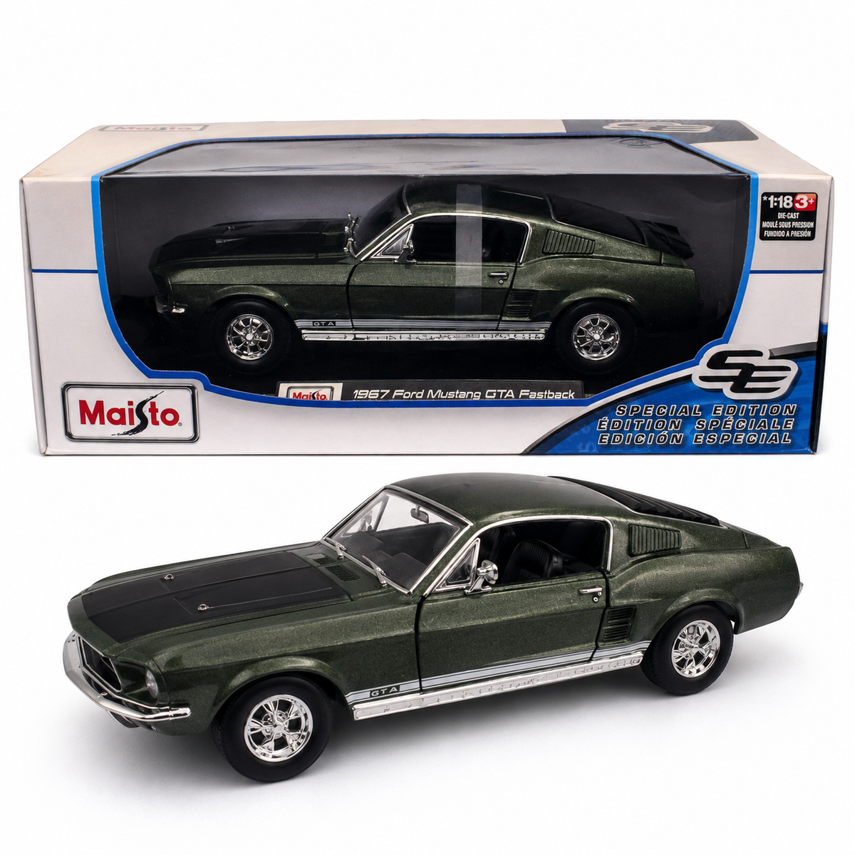 Maisto Ford Mustang GTA Fastback 1967 vert métallisé 1:18