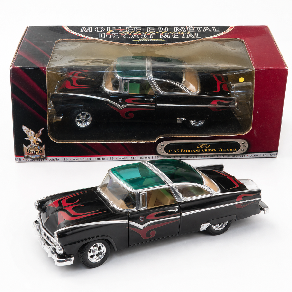 Road Signature Ford Fairlane Crown Victoria 1955 Mild Custom flammes 1:18