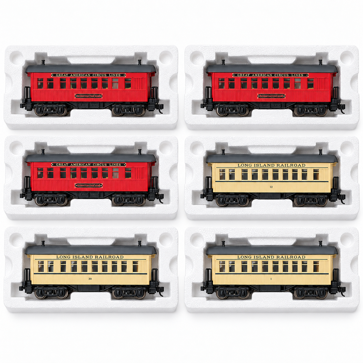 Lot de 6 voitures voyageurs MTH RailKing O/O-27 – Circus et Long Island