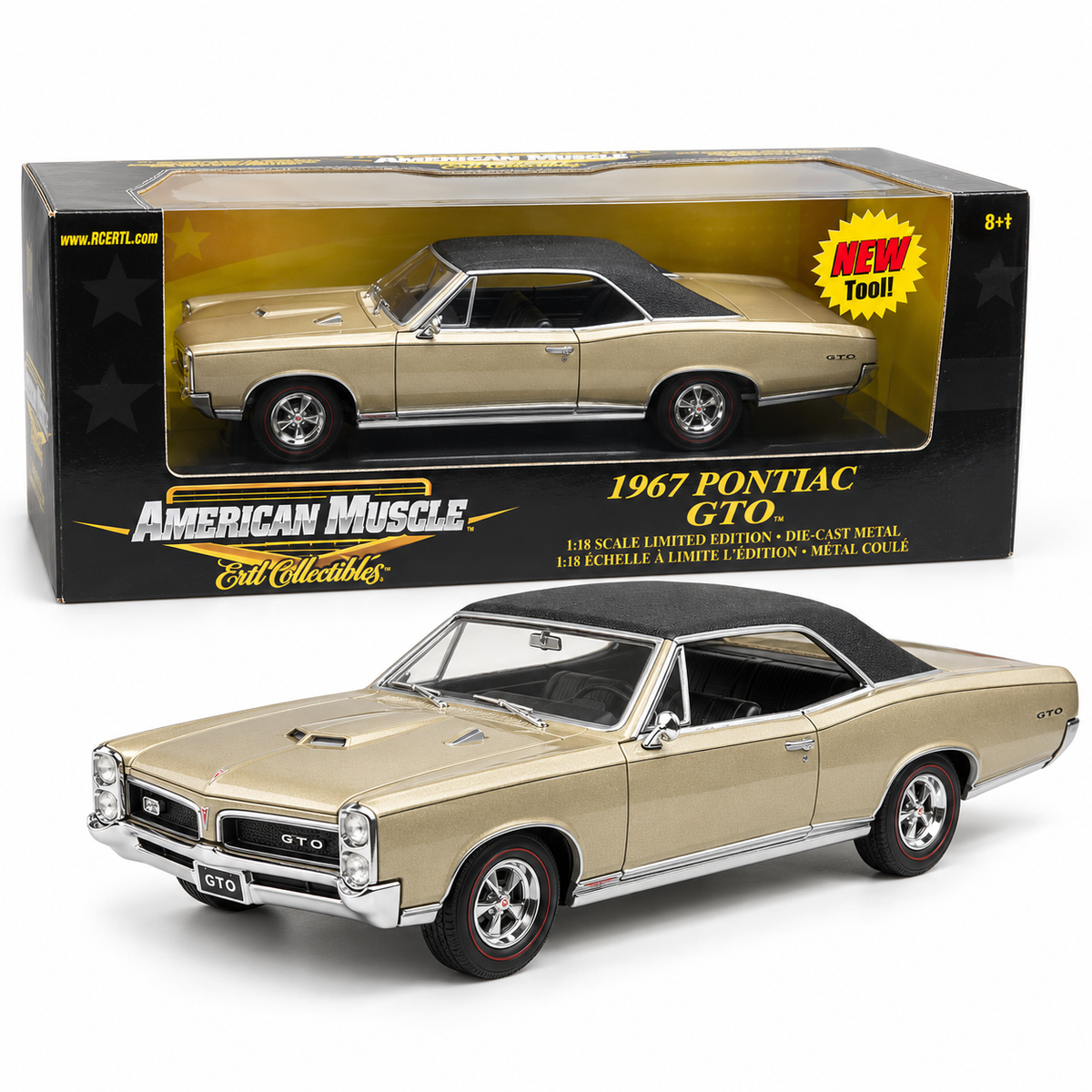 ERTL American Muscle Pontiac GTO 1967 or métallisé 1:18