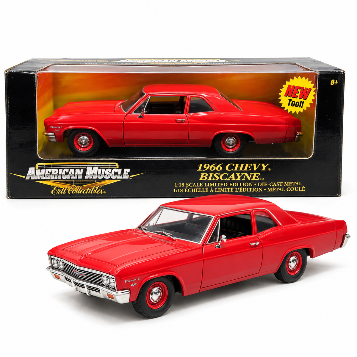 ERTL American Muscle Chevrolet Biscayne 1966 rouge 1:18 – Édition limitée