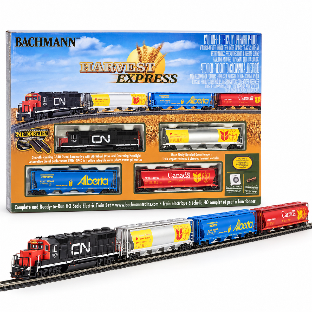 Coffret Bachmann Harvest Express CN HO avec 3 wagons céréaliers – 00735
