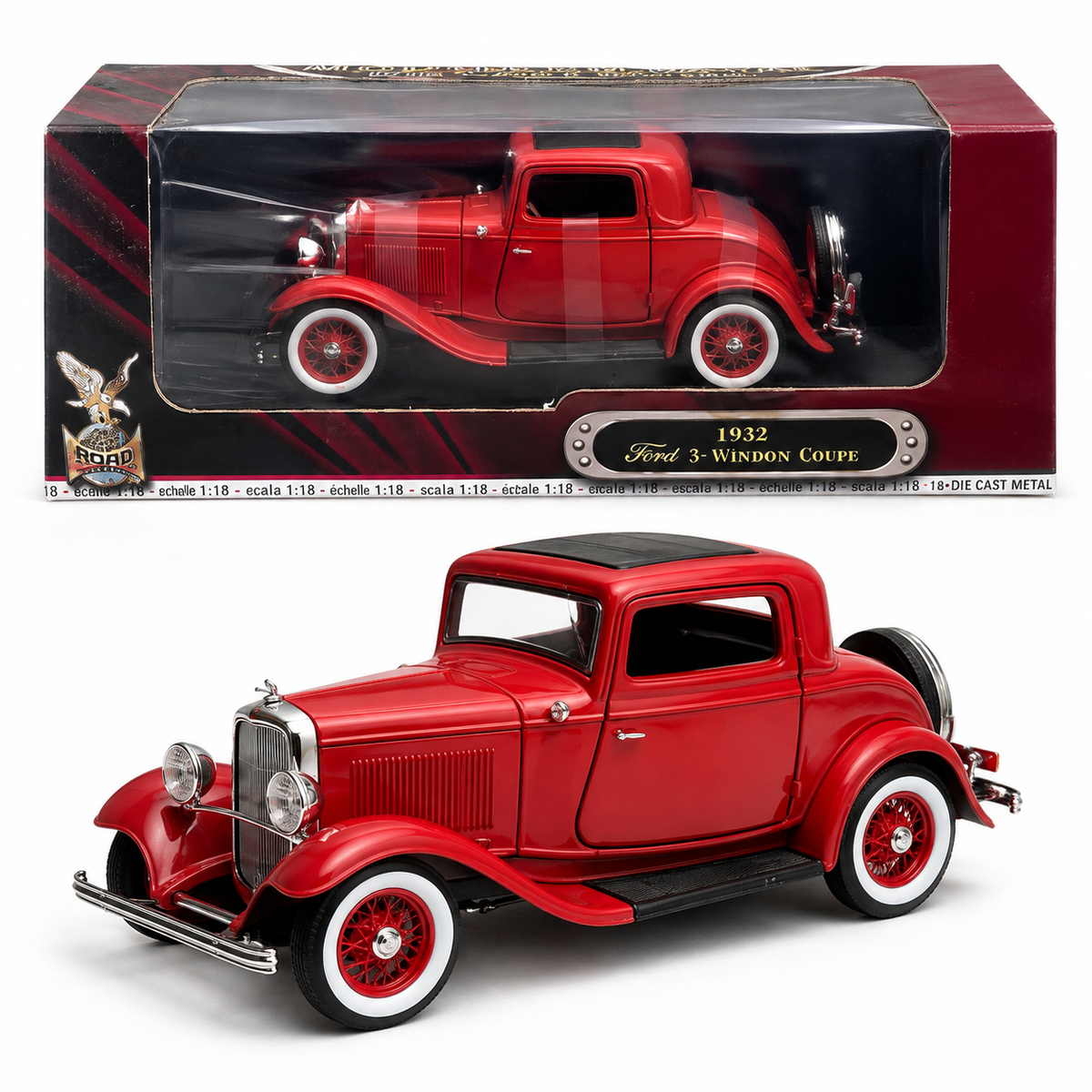 1932 Ford 3-Window Coupe Rouge