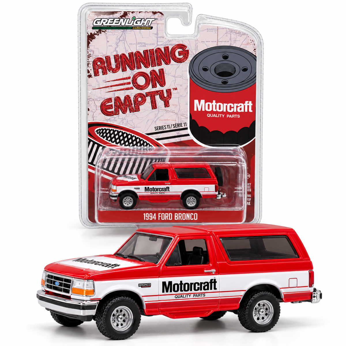 GreenLight Running on Empty Série 11 – Ford Bronco 1994 Motorcraft 1:64