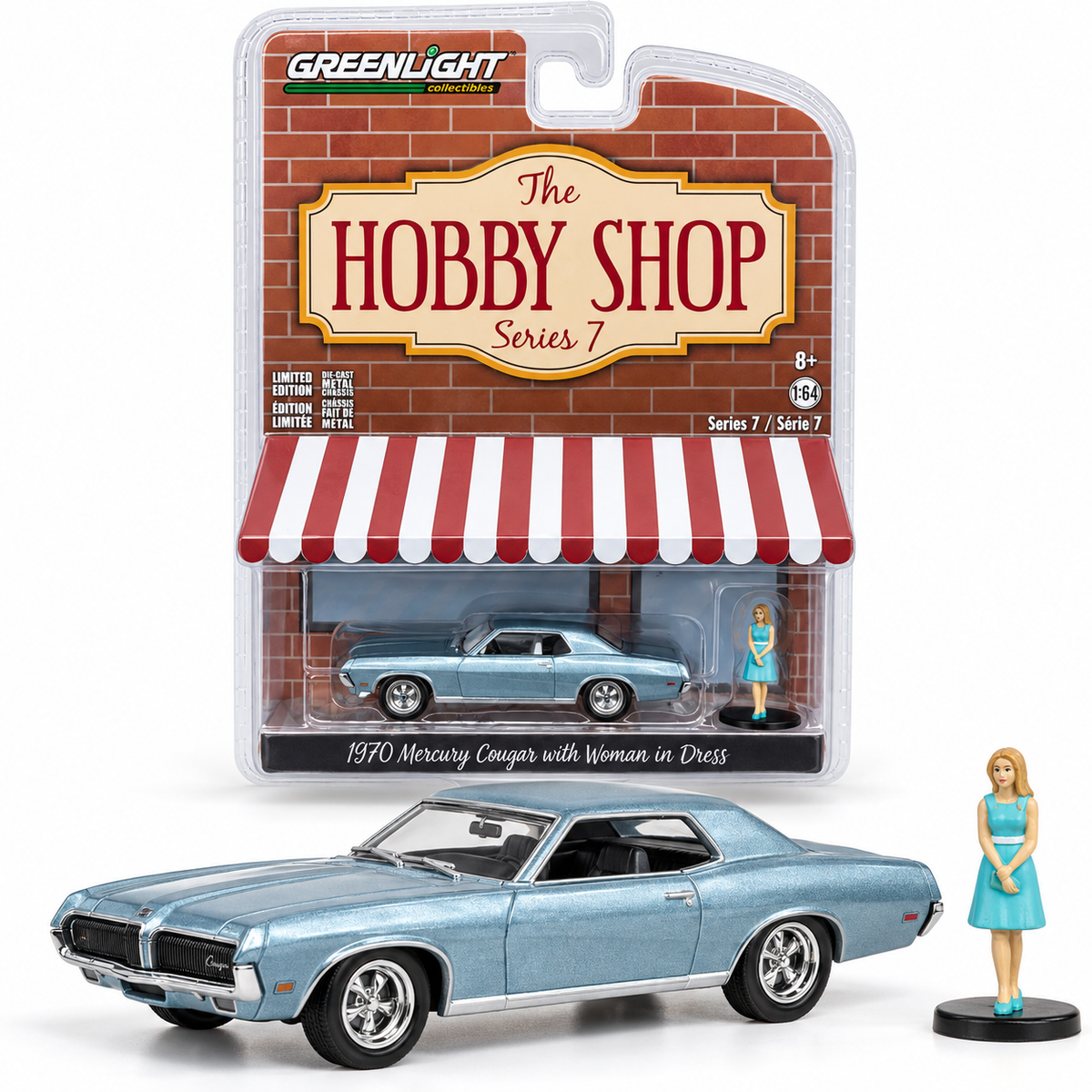 GreenLight The Hobby Shop Série 7 – Mercury Cougar 1970 avec figurine 1:64