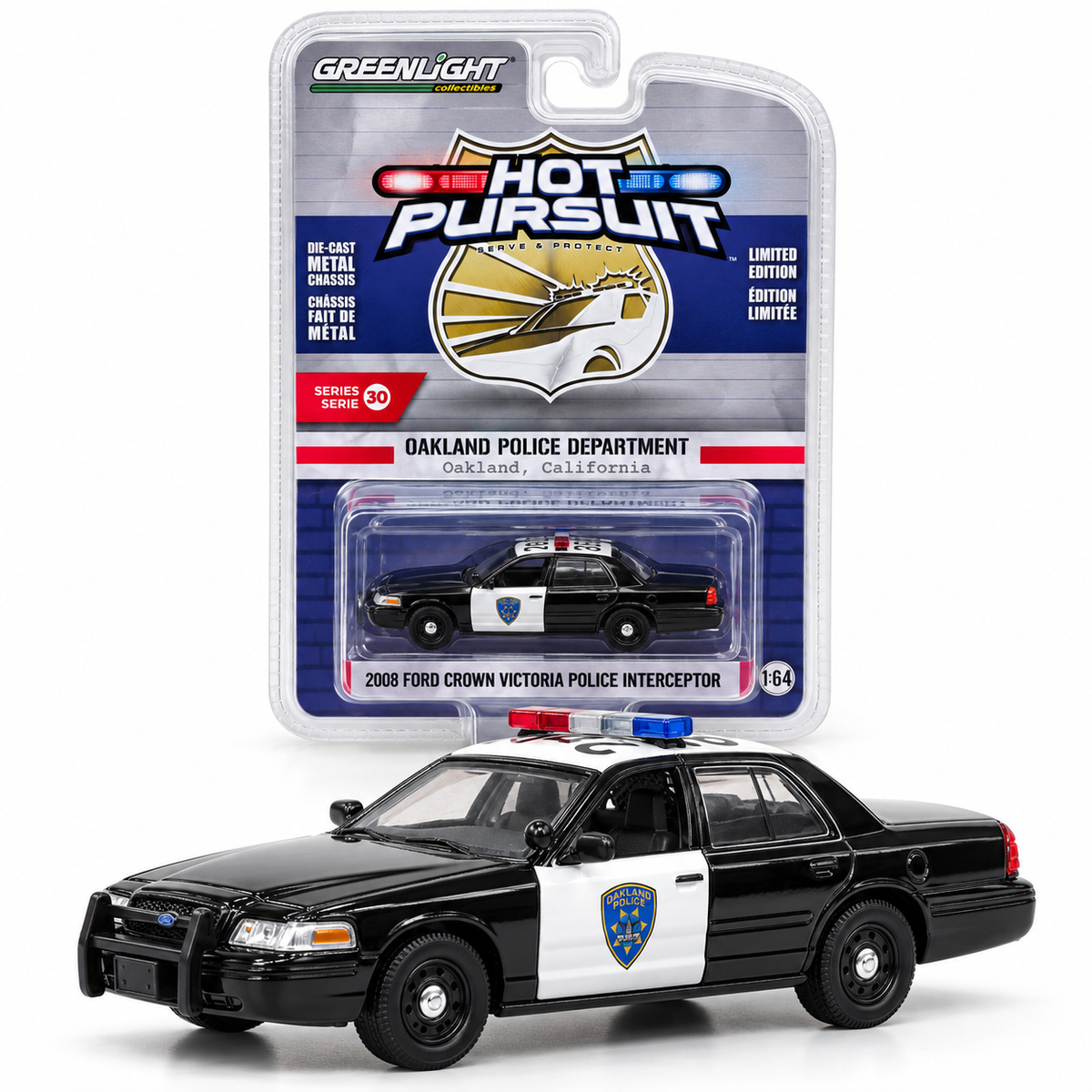 GreenLight Hot Pursuit Série 30 – Ford Crown Victoria Police Interceptor 2008 Oakland Police 1:64