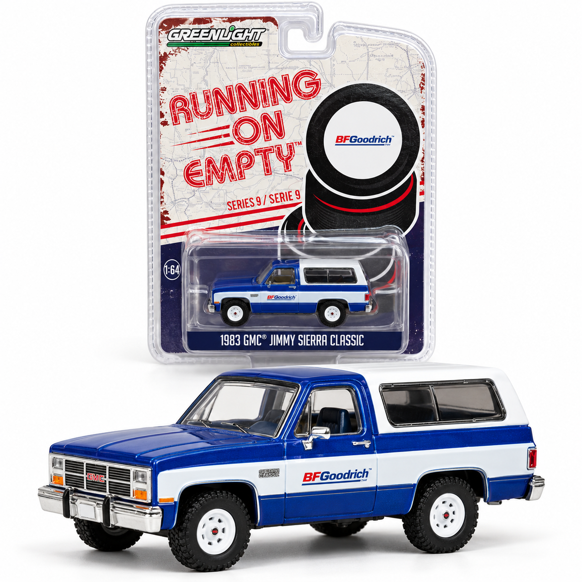 GreenLight Running on Empty Série 9 – GMC Jimmy Sierra Classic 1983 BFGoodrich 1:64