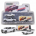 GreenLight Hollywood Hitch &amp; Tow Série 6 – Vanishing Point, 1971 Dodge Challenger R/T, 2018 RAM 2500 et remorque fermée 1:64