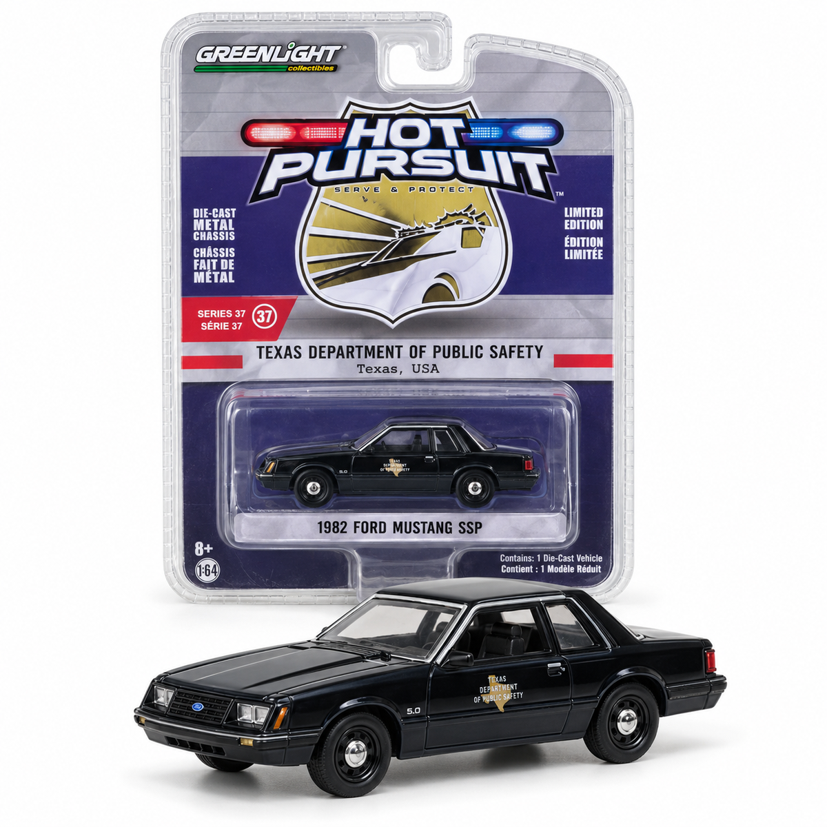 Ford Mustang SSP 1982 Texas Department of Public Safety 1:64 – GreenLight Hot Pursuit Series 37