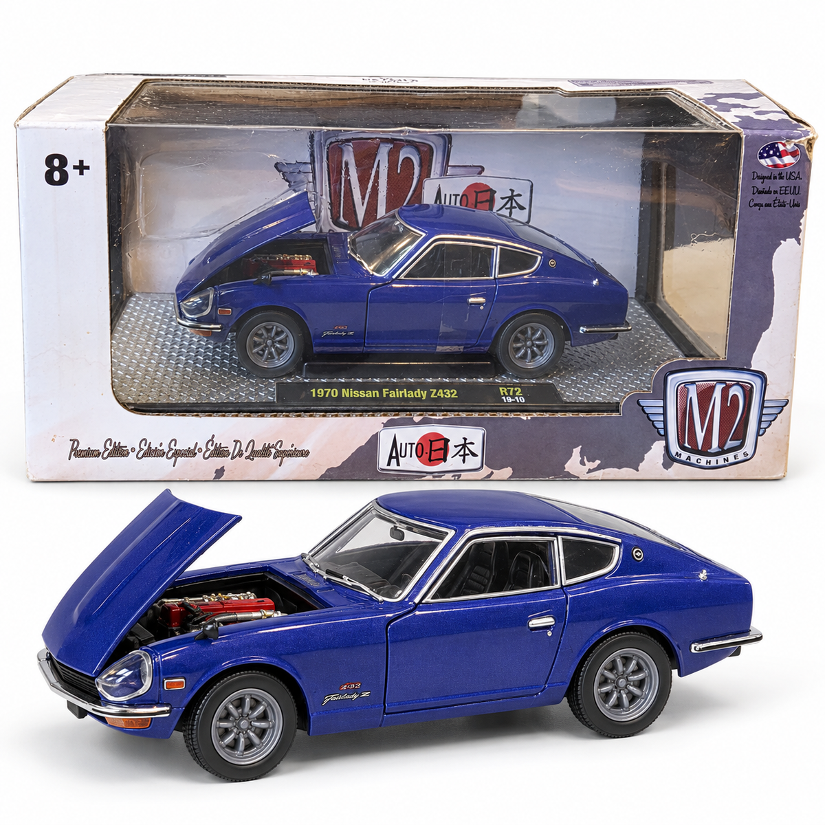 Nissan Fairlady Z432 1970 bleue 1:24 – M2 Machines Auto-Japan