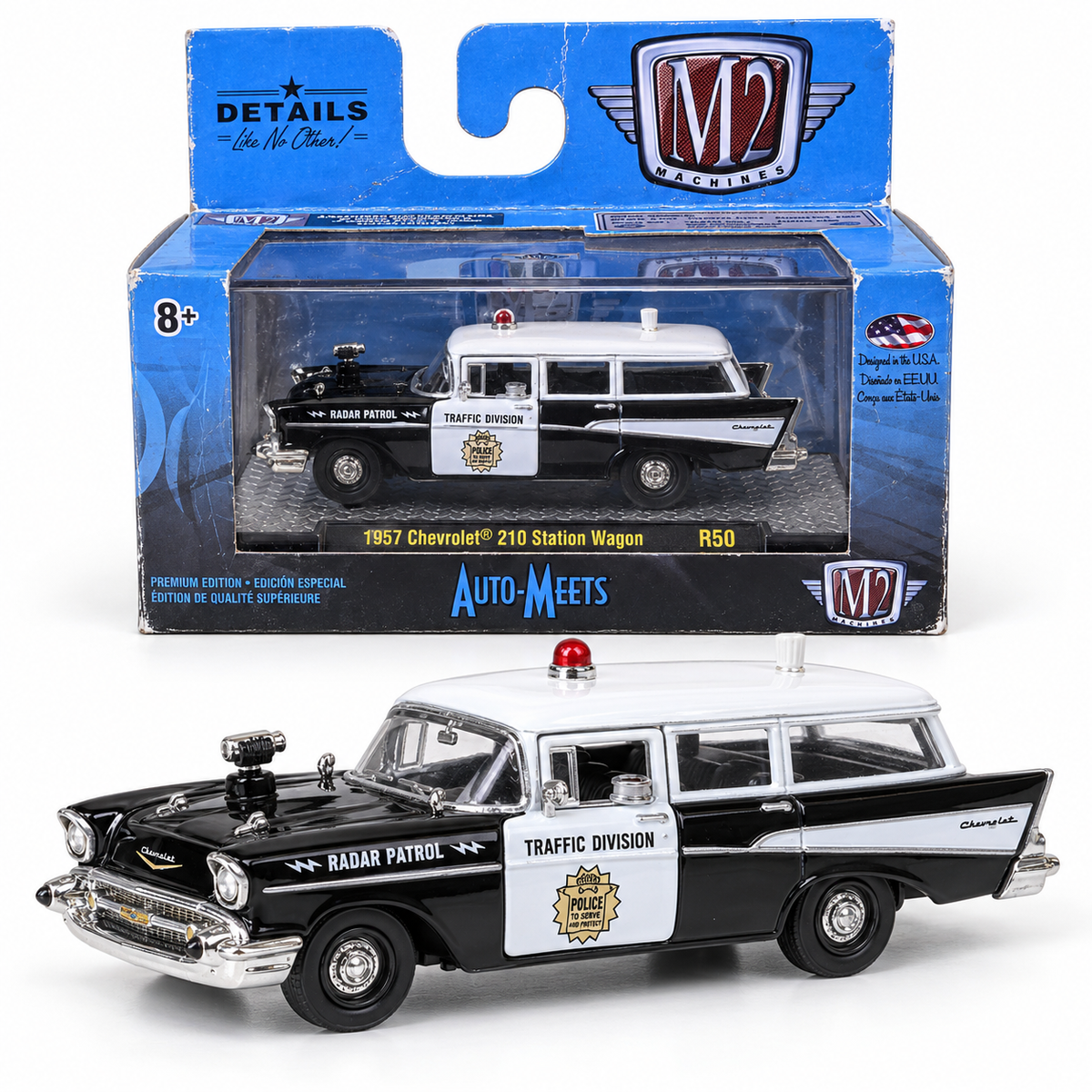 Chevrolet 210 Station Wagon Radar Patrol 1957 1:64 – M2 Machines