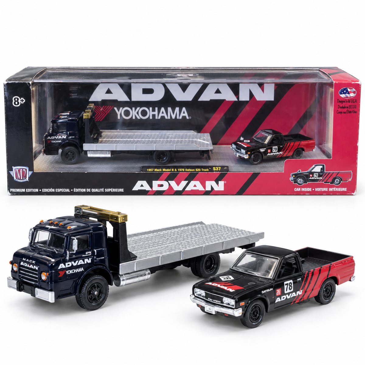 Coffret Advan 1957 Mack Model N et 1978 Datsun 620 – M2 Machines