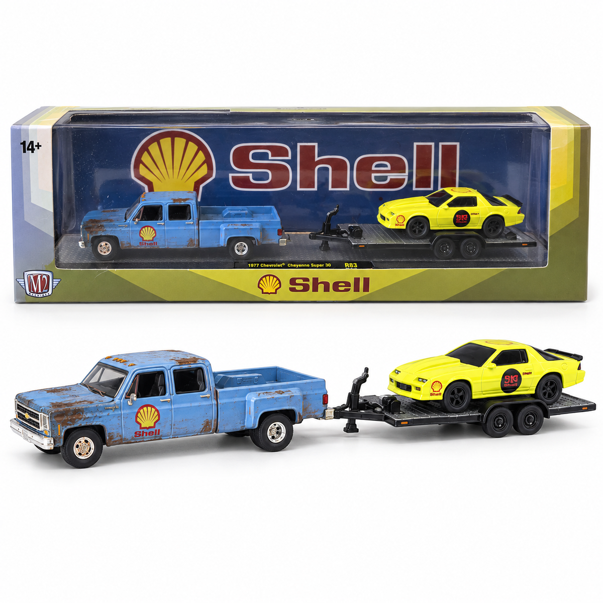 Chevrolet Cheyenne Super 30 1977 avec remorque et Camaro – M2 Machines