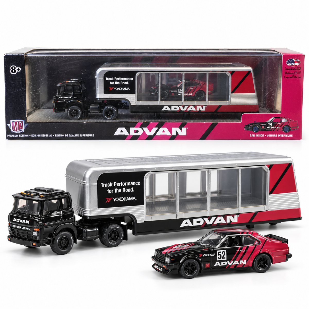 Transporteur Advan Nissan Diesel avec Nissan Fairlady Z432 #52 – M2 Machines