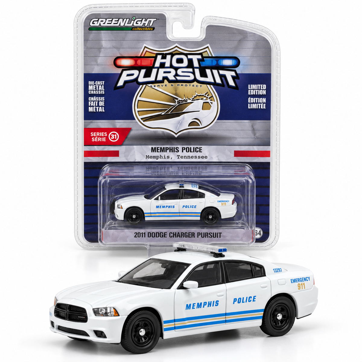 GreenLight Hot Pursuit Série 31 – Dodge Charger Pursuit 2011, Memphis Police 1:64