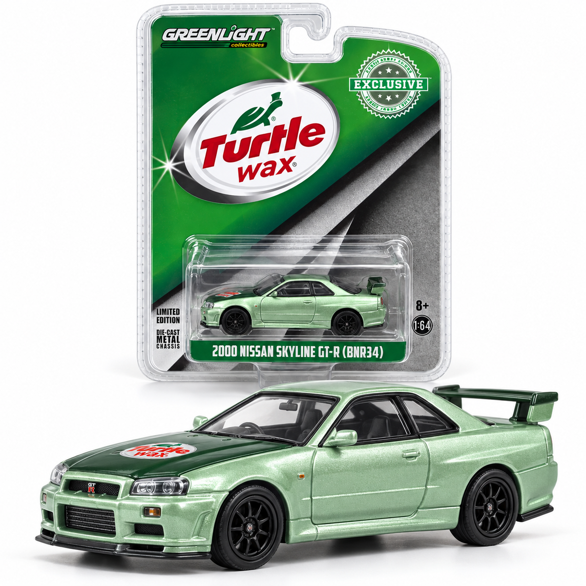 GreenLight Turtle Wax Exclusive – Nissan Skyline GT-R BNR34 2000 1:64