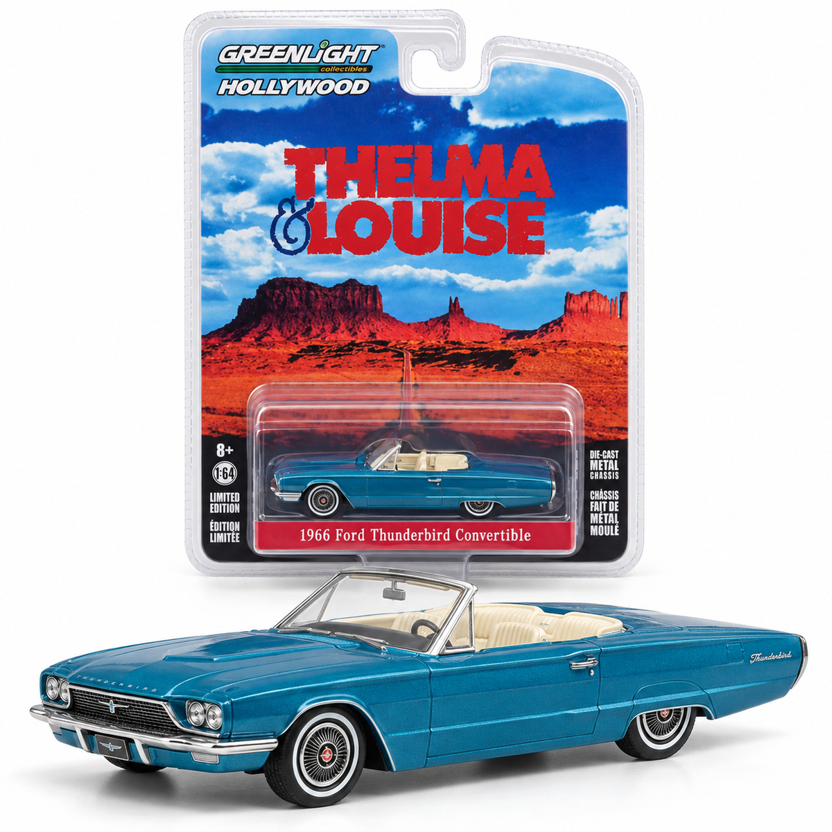 GreenLight Hollywood Thelma &amp; Louise – Ford Thunderbird Convertible 1966 1:64